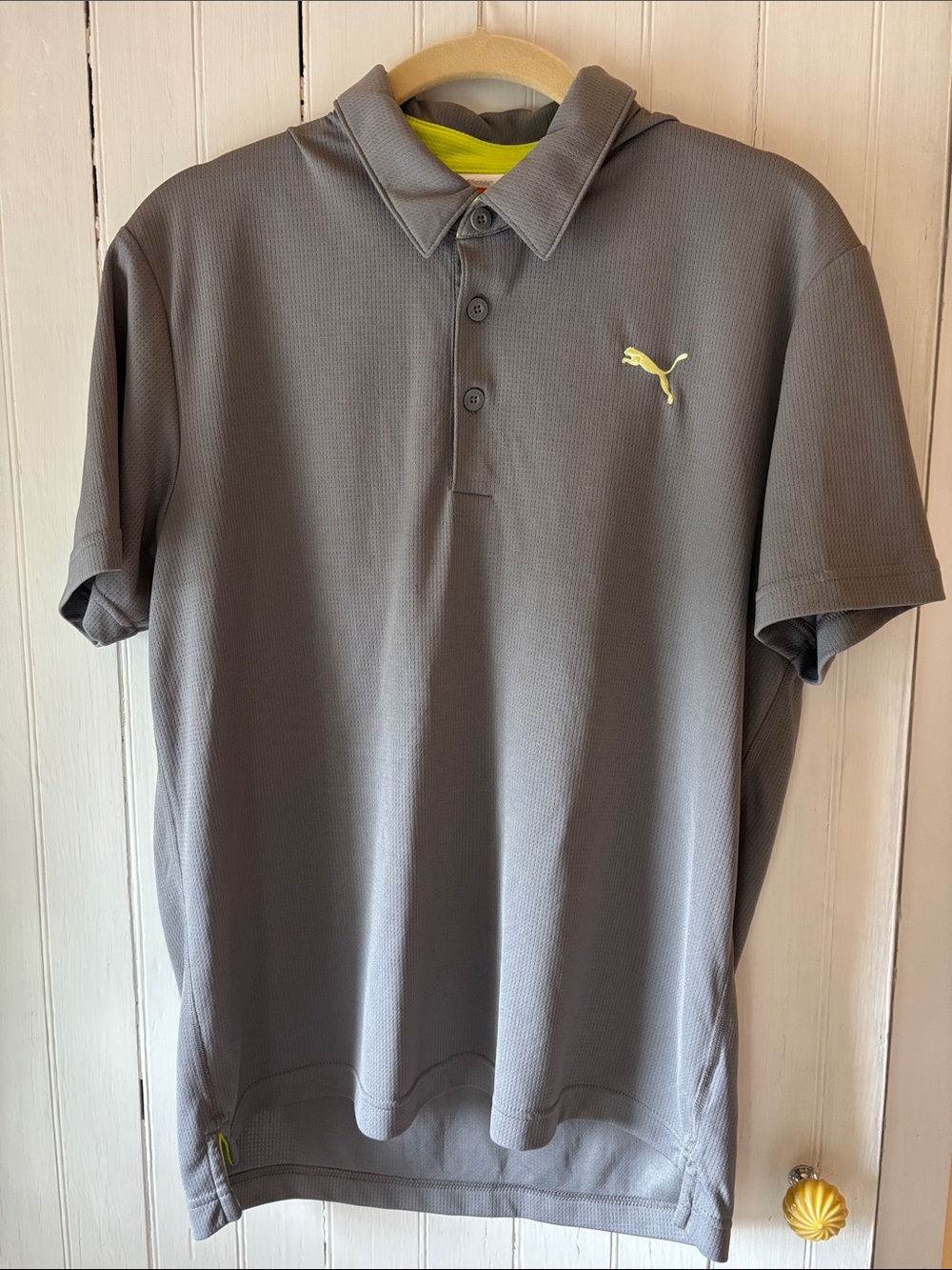 Puma Gray Polo with Yellow Puma Logo